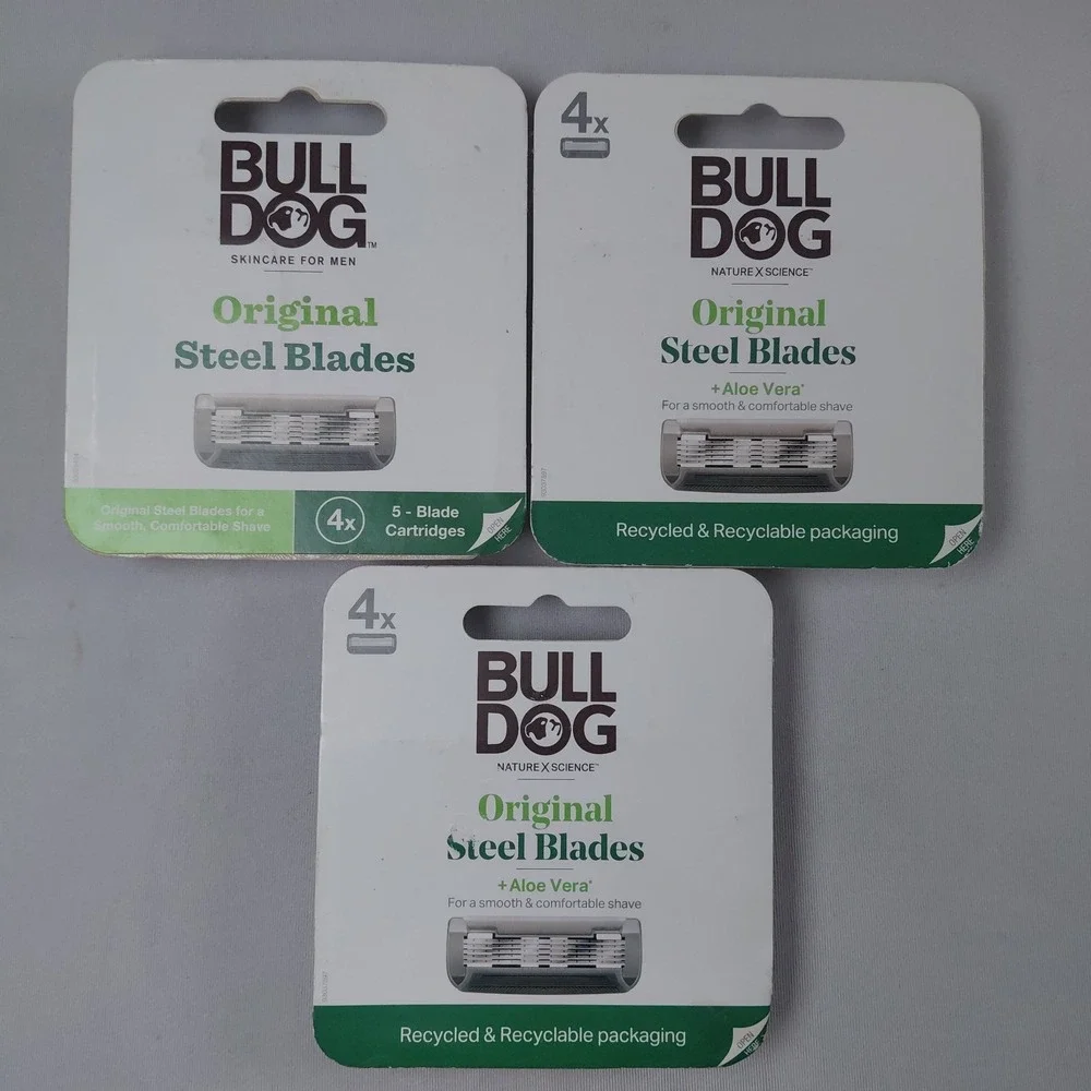 12 Cartridges Bulldog Original Steel Razor 5 Blades with Aloe Vera Refill